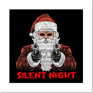 Christmas Santa Claus Guns Silent Night Santa Posters and Art